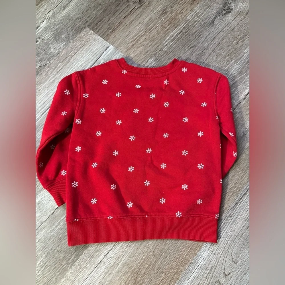 Disney Kids 4T Red White Minnie Mouse Santa Sweatshirt Winter Christmas Girls - Picture 4 of 5